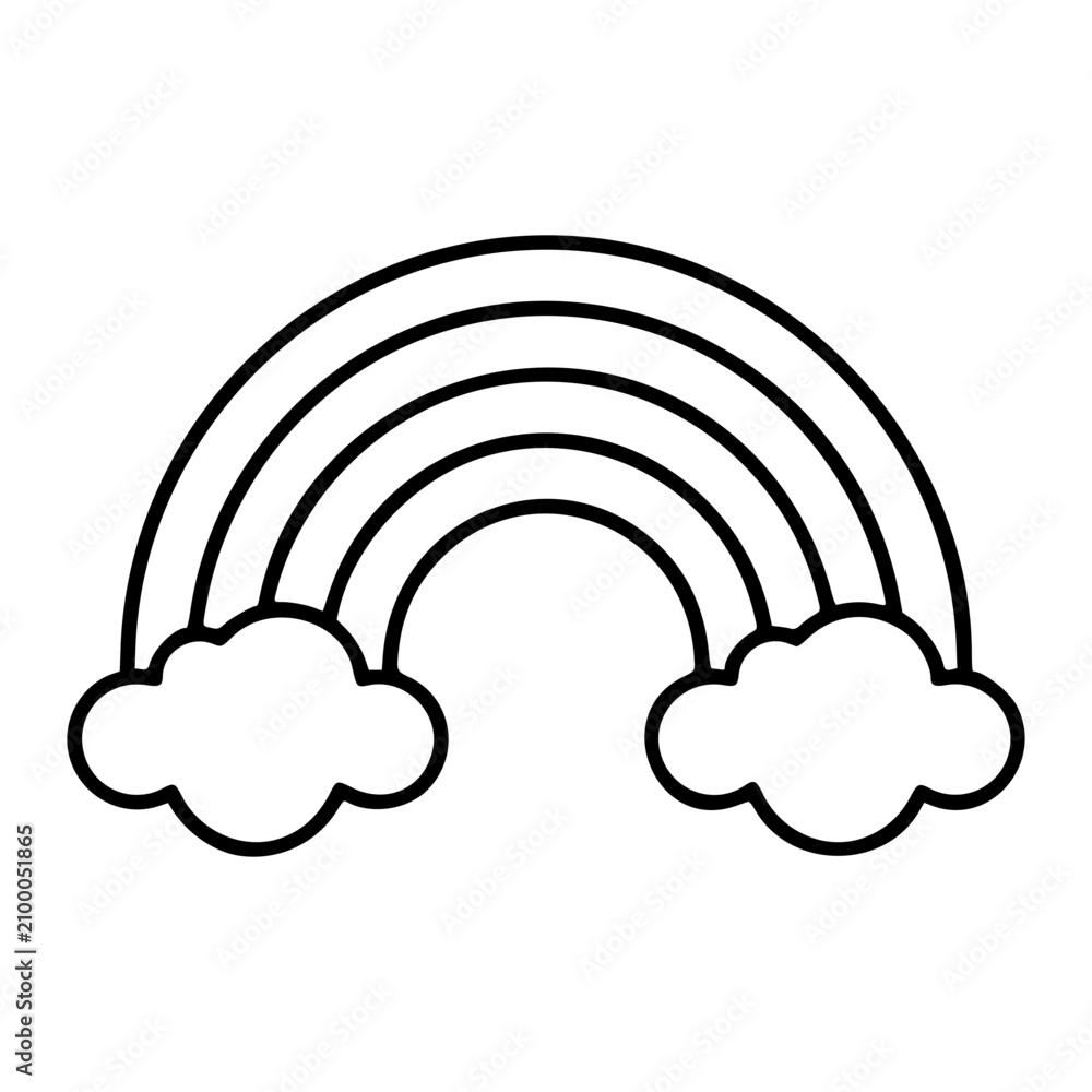Obraz premium A clean black and white line art vector icon showing a stylized rainbow with smooth curved arcs, great for symbolizing optimism, inclusion, or natural beauty in graphics.