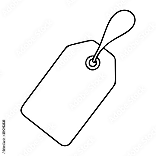 Foto Stylish tilted luggage tag vector icon with curved string attachment, clean minimalist outline illustration, hand-traced scalable SVG for travel apps and baggage claim visual systems