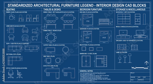 Canvastavla Standardized architectural furniture legend for interior design cad blocks