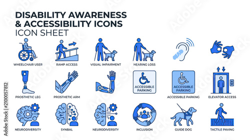 Bild auf Leinwand Disability Awareness and Accessibility Icons Collection