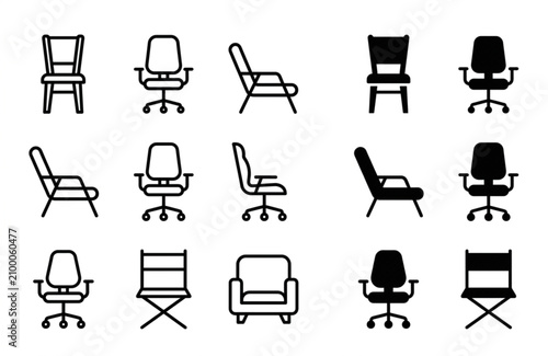 Furniture icons for home and office seating arrangements.