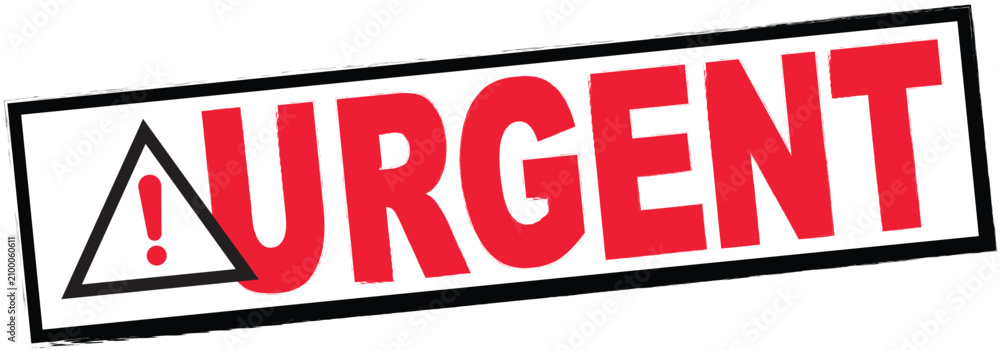 Fototapeta premium Red urgent stamp icon with warning symbol