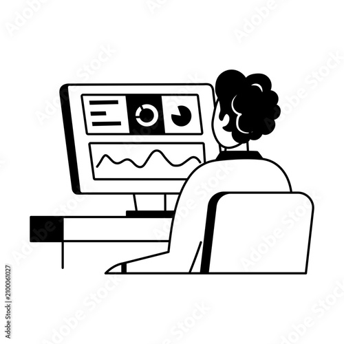Foto A glyph style illustration showing a media strategist