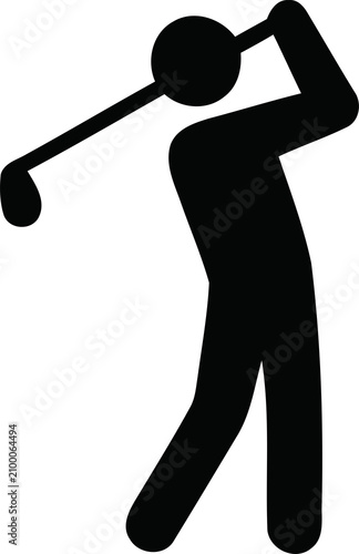 Cuadro en lienzo Golf Player Swinger Club Ball Silhouette Icon