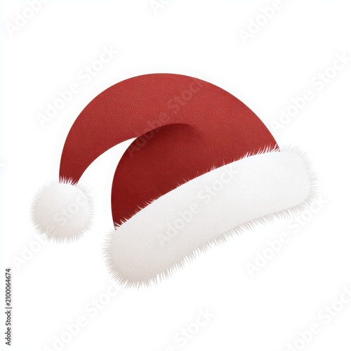 Bright Red Christmas Hat with White Fur Trim and Pom Pom Ornament