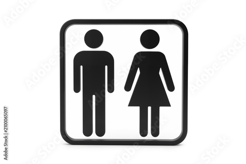 Black Male and Female Restroom Icon with Simple Flat Silhouettes Inside Frame