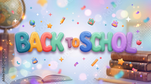 Colorful Back to School sign. Playful typography design