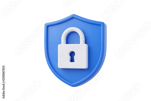 Smooth Blue Shield with Central White Padlock Icon, Representing Safety and Access