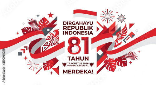 Indonesian 81st Independence Day Anniversary Red and White Graphic.