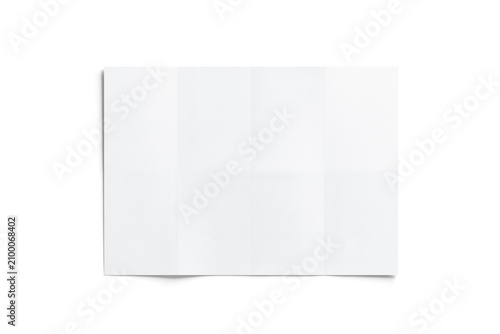 Blank white map mockup png, transparent background, 3d illustration. Folded chart template mock up cut out. Clear draft plan paper sheet top view. Pattern diagram clear booklet.