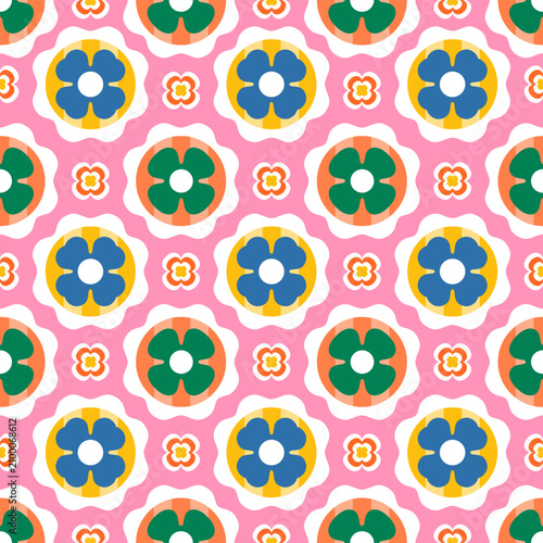 Bold Retro Floral Seamless Pattern colorful geometric modern Bohemian