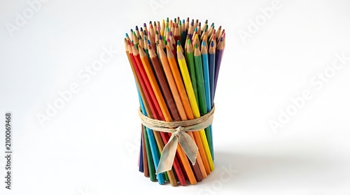 Colorful pencils, art supplies, drawing tools, creative materials