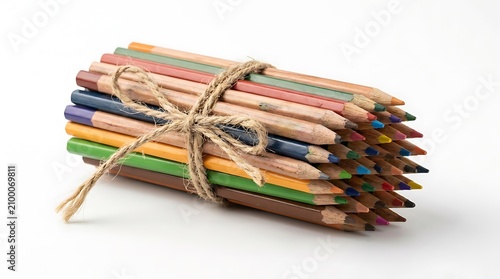 Colorful pencils, art supplies, drawing tools, creative materials