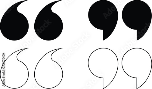 Qomma, question mark hand drawn doodle set. Outline and full black vector illustrator