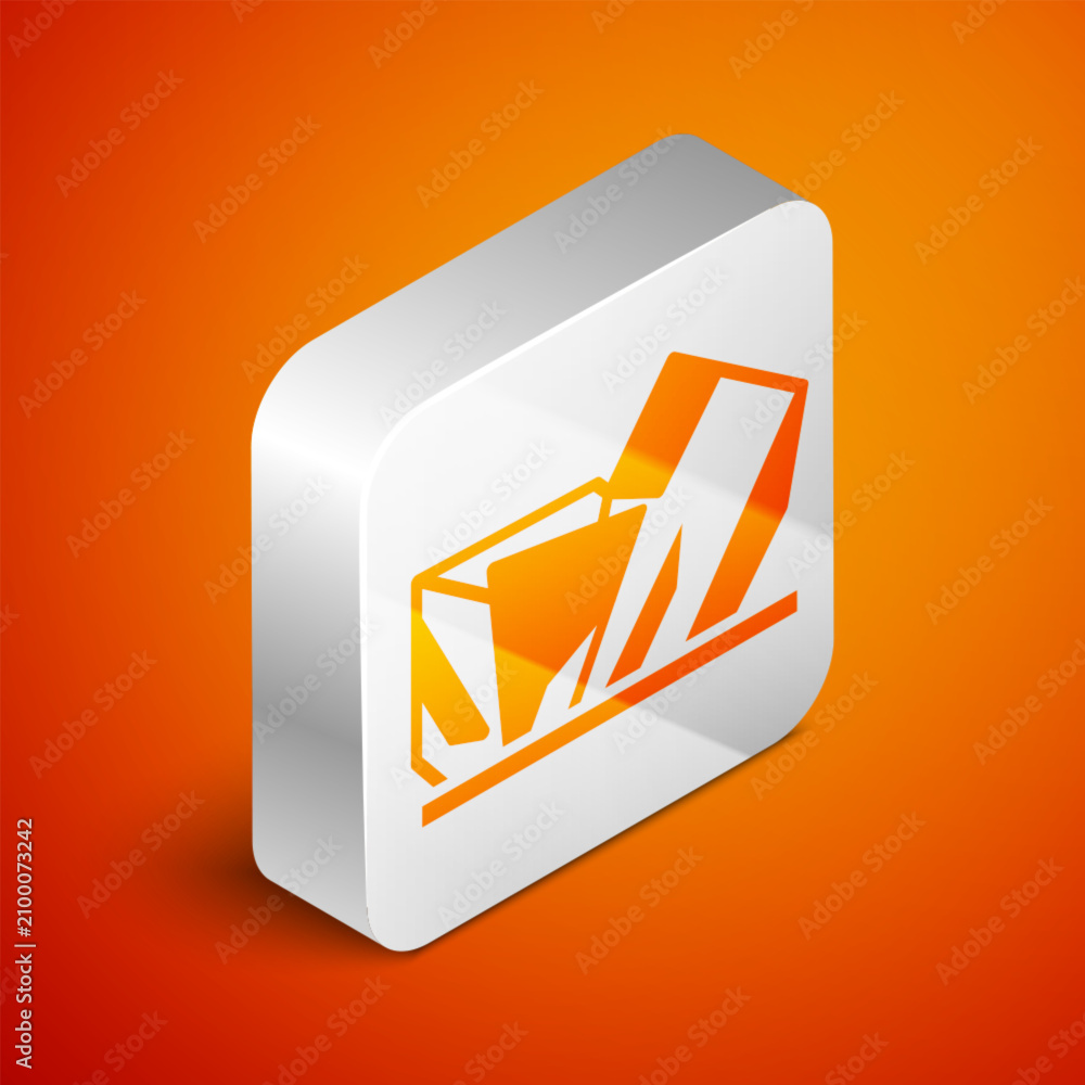 Obraz premium Isometric Royal Ontario museum in Toronto, Canada icon isolated on orange background. Silver square button. Vector
