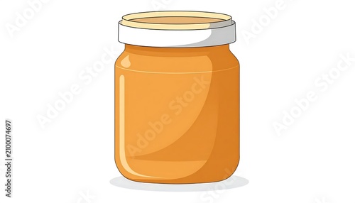 Golden honey in clear glass jar with lid.