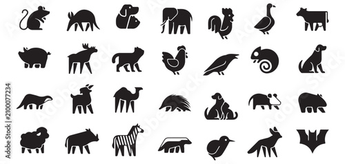 Canvas Print Wild Animal Silhouette Icons Collection Vector Set vector illustrator eps10