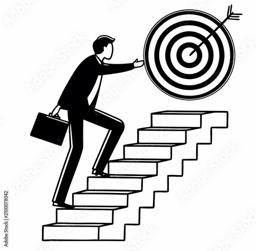 business man running on target