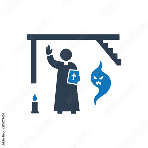 Quadro su tela Basement Exorcism Ritual Priest Icon