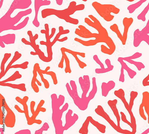 Coral pattern. Seamless endless background, tropical exotic nature. Underwate...