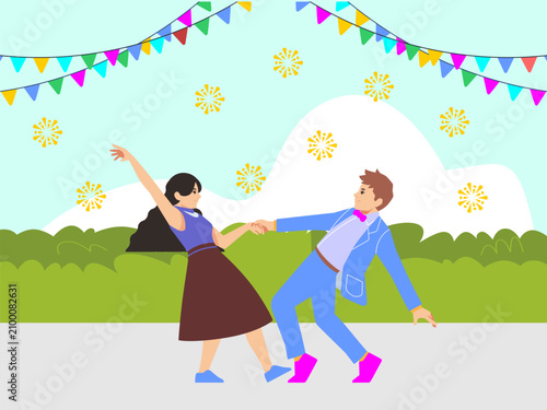 Gleeful Gala Concept Illustration Illustration Vector Style
