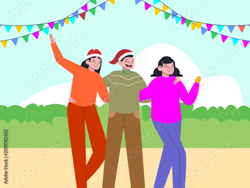 Foto Merry Mingle Concept Illustration Illustration Vector Style