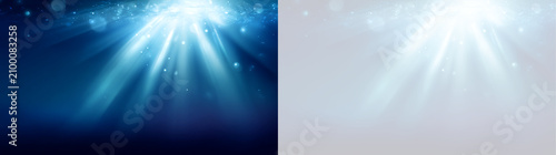 Fotografía Underwater light rays with floating particles
