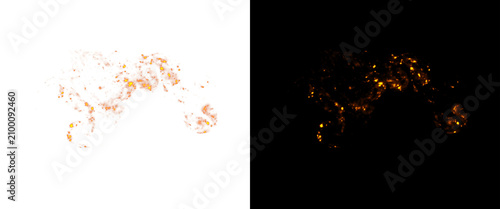 Quadro su tela Golden glitter dust splash isolated on white and black backgrounds, sparkling go