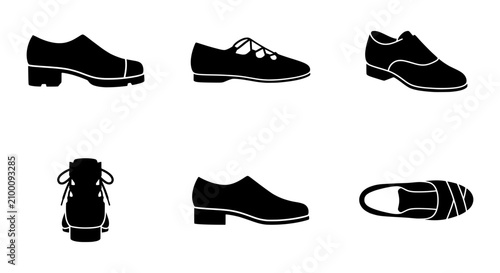 Tableau sur toile Classic Men's Dress Shoes Collection, Black Leather Oxford & Loafer Styles, Form