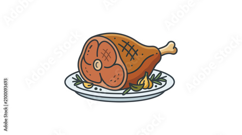 Fotografie Roasted ham on a plate.
