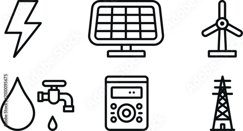 Icon collection vector energy and sustainability power utility