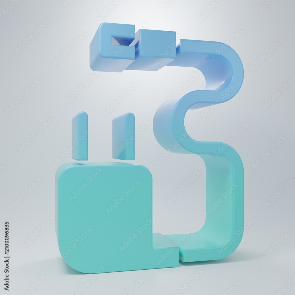 Obraz premium Blue-green Charger icon isolated on grey background. Minimalism concept. 3D render illustration