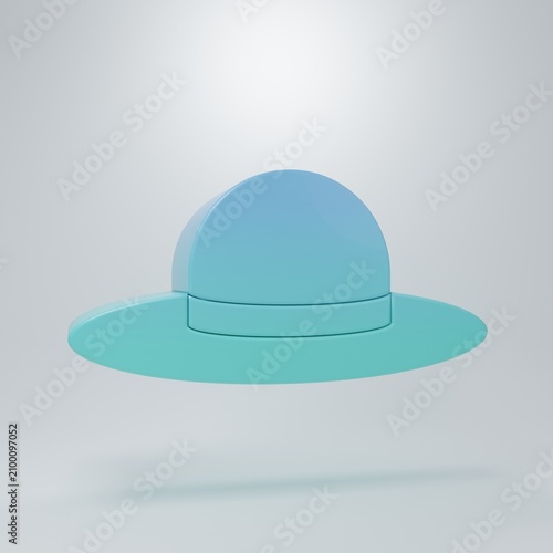 Εκτύπωση καμβά Blue-green Elegant women hat icon isolated on grey background