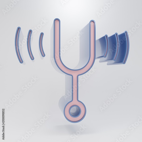 Foto Beige Musical tuning fork for tuning musical instruments icon isolated on grey background