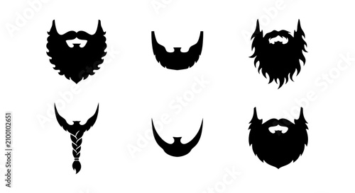Canvastavla Stylish beard and mustache vector set, diverse facial hair styles, barbershop de