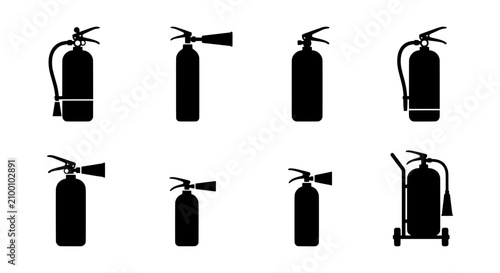 Quadro su tela Fire extinguisher vector icons, essential fire safety equipment, emergency prote