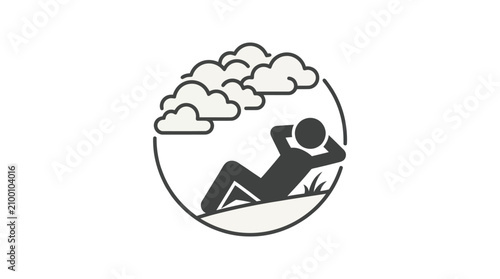 Foto Man lying on the beach relaxing.