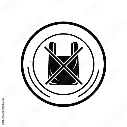 Fotografie Black plastic bag with crossed lines.