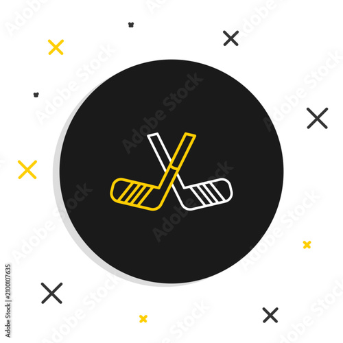 Canvas Print Line Ice hockey sticks icon isolated on white background