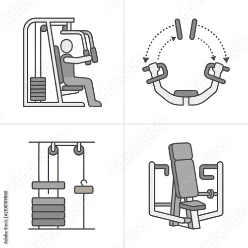 Gym equipment for strength training exercises.