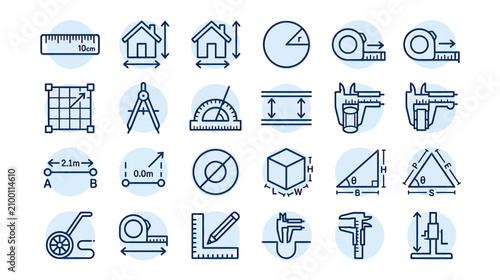 Photos Measurement Icons: Tools for Precision and Geometry