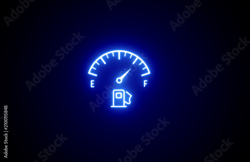 Neon glowing gasoline indicator car fuel gauge. Neon glowing Fuel tank meter icon. Fuel gauge icon indicator. Fuel level gauge icon set car gas tank indicator symbols