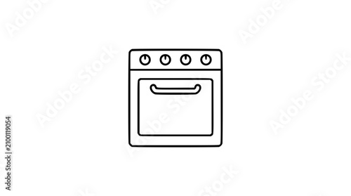 Foto A traditional kitchen oven drawn in elegant black and white line art, ideal for culinary website icons, recipe blog graphics, or home appliance catalog illustrations