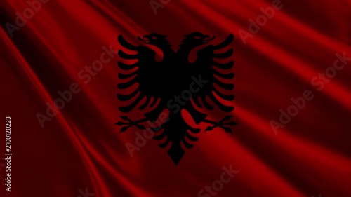 Realistic Albania Flag Waving in Wind 4K Loop Animation, Albanian National Flag Background