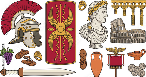 Konstfotografi Ancient Roman Legion and Imperial Elements Collection Featuring Centurion Helmet