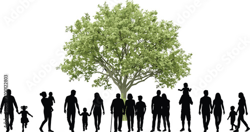 Canvastavla Family Tree Silhouette Vector with Multi Generation Parents Children and Grandpa