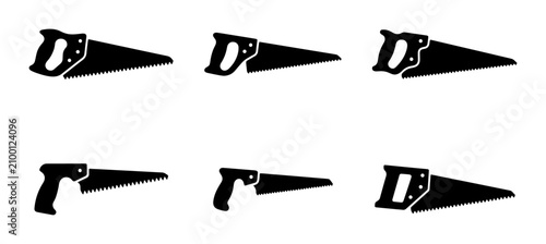 Foto Hand Saw Icons, Carpentry Tools, Woodworking Equipment, DIY Vector Graphics