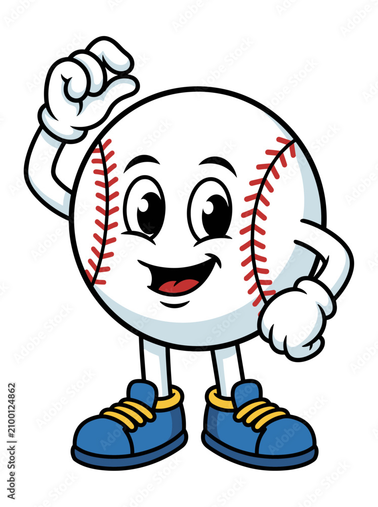 Obraz premium Friendly cartoon baseball character mascot gesturing
