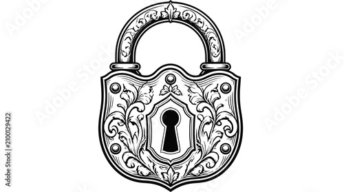 Ornate Padlock with Decorative Keyhole and Handle