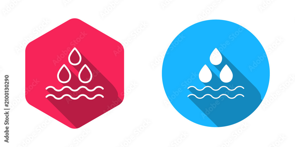 Fototapeta premium Filled and outline Water drop icon isolated with long shadow background. Vector